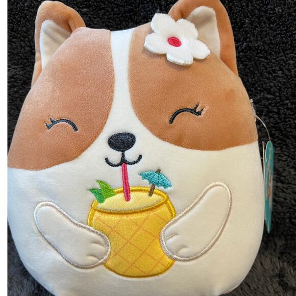 NWT Squishmallow Regina the Corgi w/Pineapple 8 inch - Picture 1 of 3